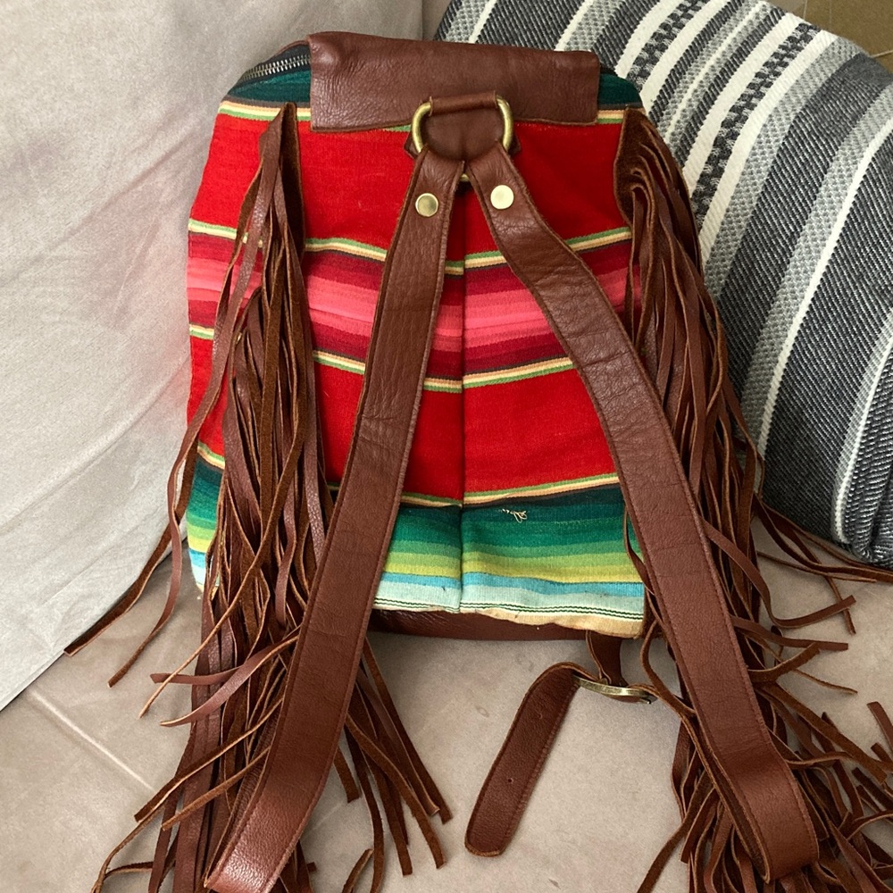 LAST CALL!! TOTEM SALVAGED One of a kind Sunset Cactus Fringe Backpack!!! - Picture 2 of 8